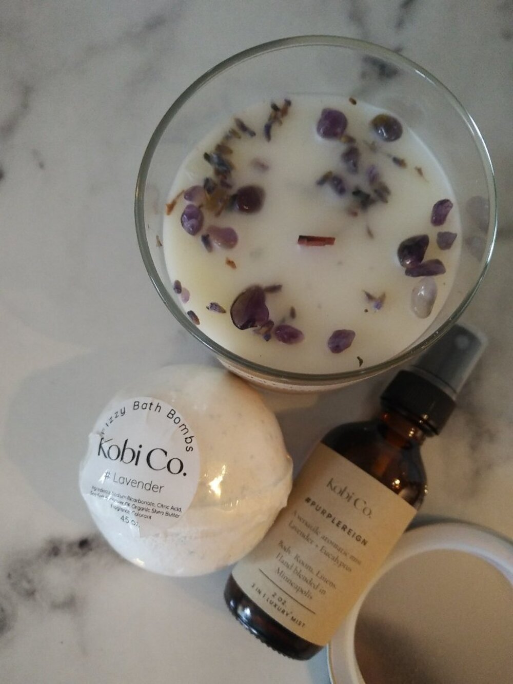 Kobi Co Eucalyptus + Lavender Gift Set - Soy Candle, Bath Bomb, Room/Linen Spray